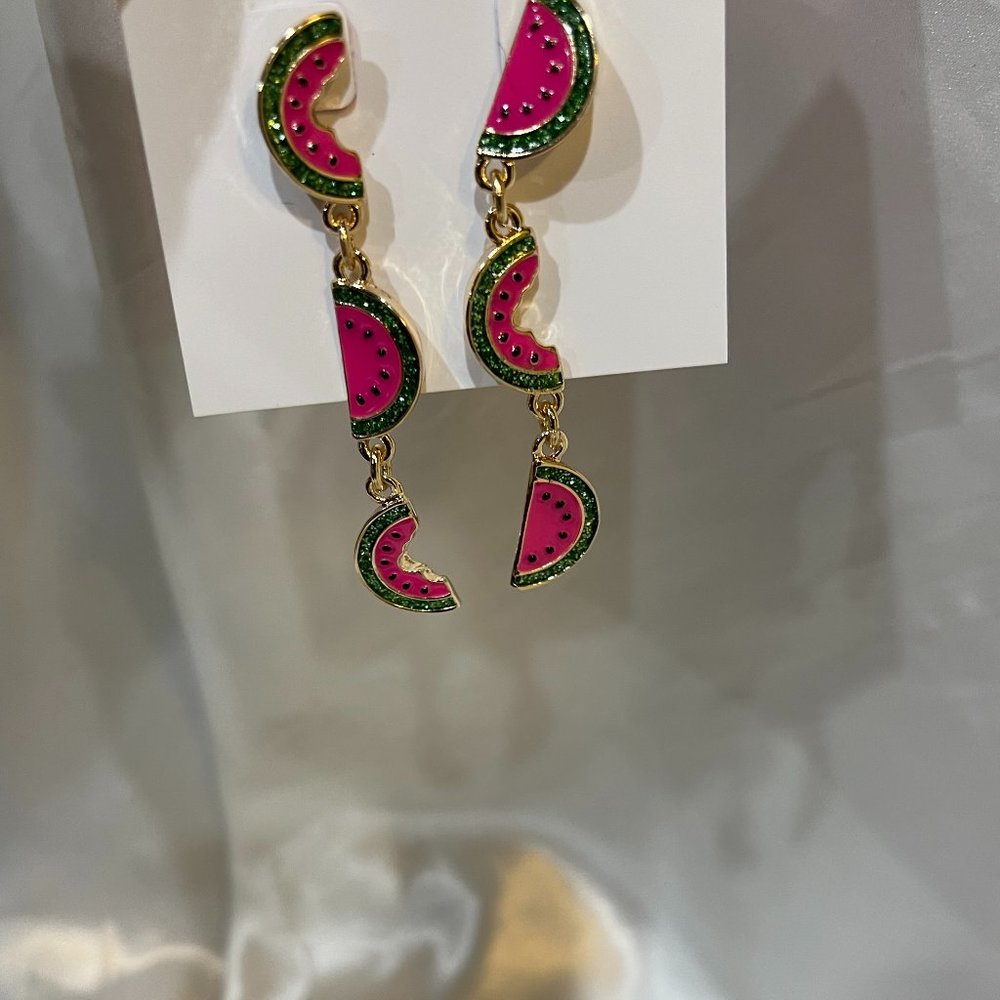 Betsey Johnson Watermelon Mismatched Earrings - Picture 3 of 4